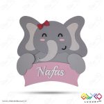 دیوارکوب تزئینی نام کودک طرح حیوانات (فیل) MKIDS30