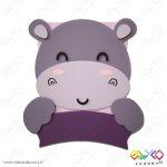 دیوارکوب تزئینی نام کودک طرح حیوانات (اسب آبی) MKIDS30
