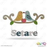 دیوارکوب تزئینی نام کودک طرح دو پرنده MKIDS22