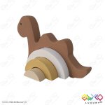 اسباب بازی پازل دایناسور چوبی رنگ کرم قهوه ای