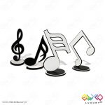 ماکت تزئینی نت های موسیقی مجموعه 4 عددی مدل MD036 - جذاب با جلوه بسیار زیبا - تمام چوب - در دو رنگ سفید و مشکی