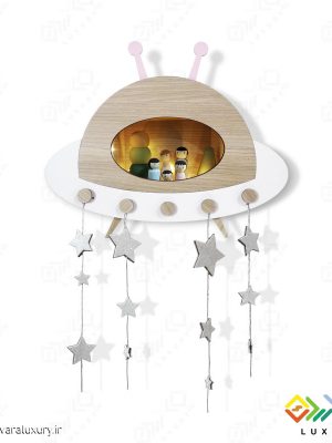 چراغ خواب و شلف تزئینی اتاق کودک طرح سفینه مدل MKids44