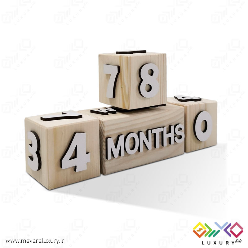 ست کامل مکعب چوبی گاهشمار سن کودک مدل 3 مکعبی MKIDS35