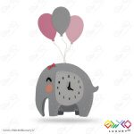 ساعت دیواری اتاق کودک و نوجوان طرح فیل بادکنکی MKids54