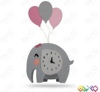 ساعت دیواری اتاق کودک و نوجوان طرح فیل بادکنکی MKids54