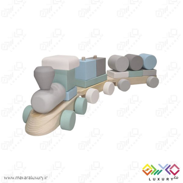 اسباب بازی پازل قطار چوبی مونته سوری با رنگ ساده MKT06