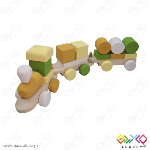 اسباب بازی پازل قطار چوبی مونته سوری با رنگ ساده MKT06