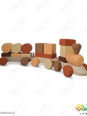 اسباب بازی پازل قطار چوبی مونته سوری با رنگ ساده MKT06 - G, بزرگ