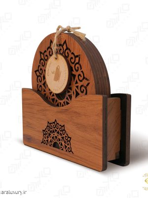 زیر فنجانی چوبی طرح ماندالا MK002D