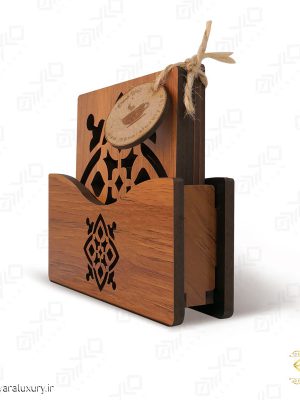 زیر فنجانی چوبی طرح ماندالا MK002E