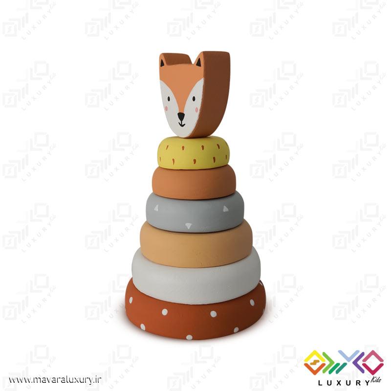 اسباب بازی چوبی طرح برج هوش حیوانات روباه MKids56