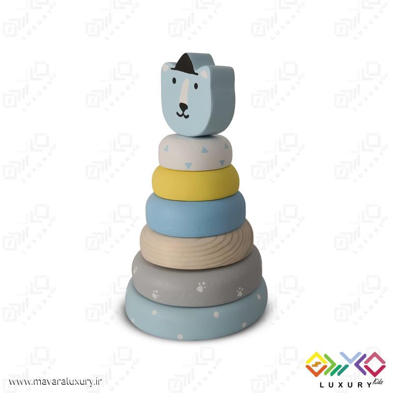 اسباب بازی چوبی طرح برج هوش حیوانات خرس قطبی MKids56