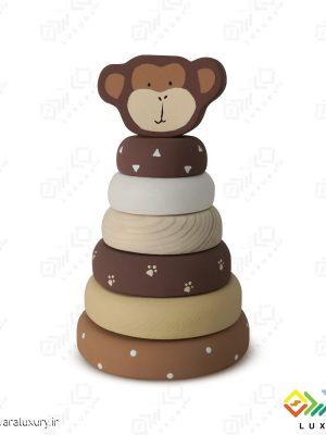 اسباب بازی چوبی طرح برج هوش حیوانات میمون MKids56