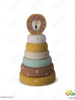 اسباب بازی چوبی طرح برج هوش حیوانات شیر MKids56