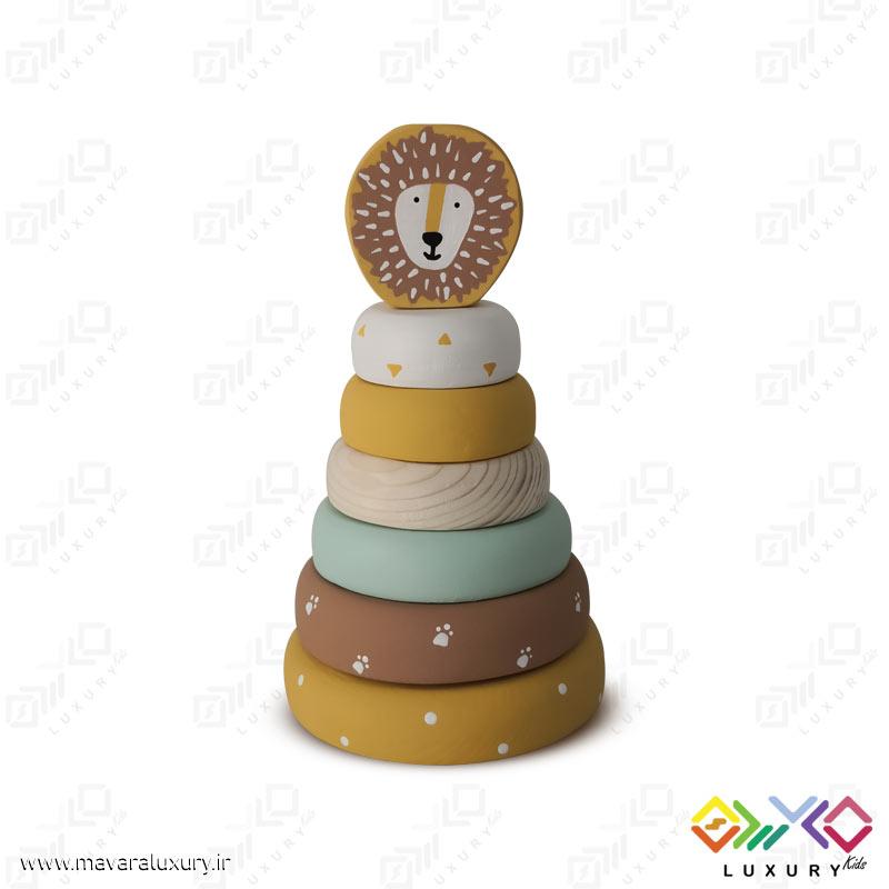 اسباب بازی چوبی طرح برج هوش حیوانات شیر MKids56