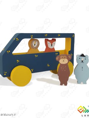 اکسسوری و اسباب بازی چوبی کودک طرح اتوبوس جنگلی حیوانات MKids59 - A