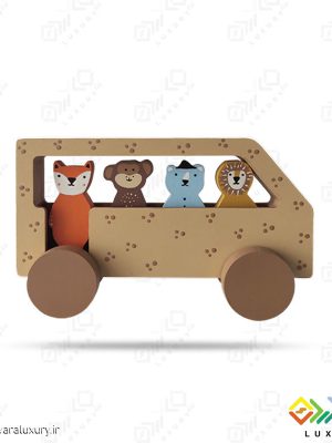 اکسسوری و اسباب بازی چوبی کودک طرح اتوبوس جنگلی حیوانات MKids59