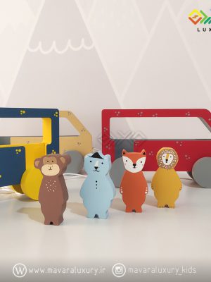 اکسسوری و اسباب بازی چوبی کودک طرح اتوبوس جنگلی حیوانات MKids59 - .سفارشی
