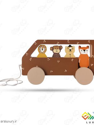 اکسسوری و اسباب بازی چوبی کودک طرح اتوبوس جنگلی حیوانات MKids59