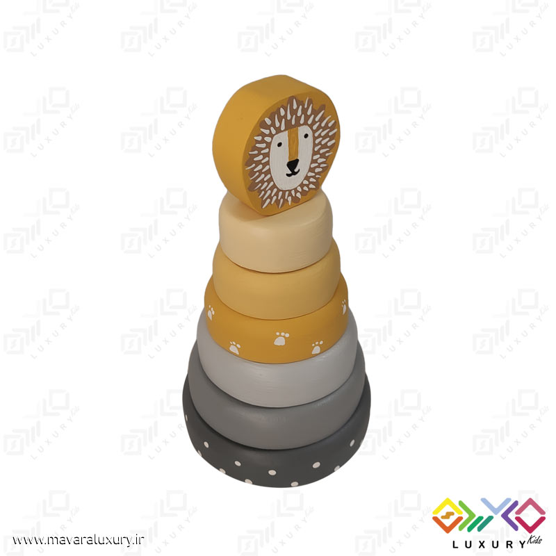 اسباب بازی چوبی طرح برج هوش حیوانات شیر MKids56
