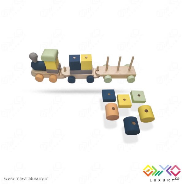 اسباب بازی پازل قطار چوبی مونته سوری با رنگ ساده MKT06 - تصویر 23
