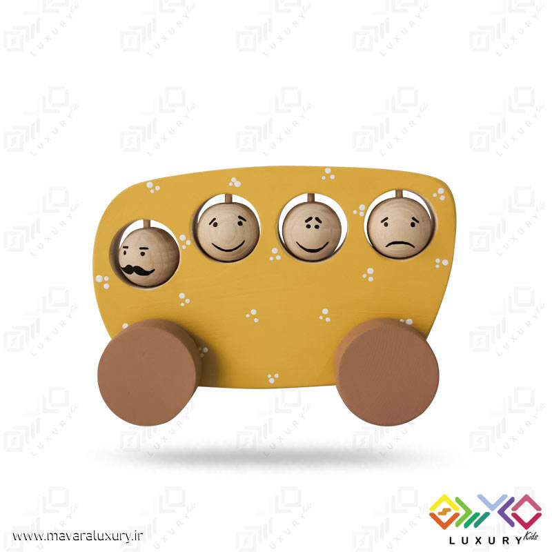 اتوبوس اسباب بازی چوبی رنگ زرد
