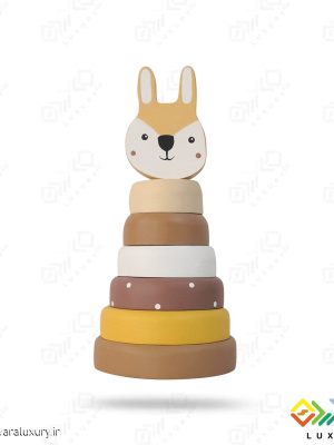 اسباب بازی چوبی طرح برج هوش حیوانات خرگوش MKids56