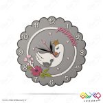 ساعت دیواری برای اتاق کودک طرح قو رنگ طوسی
