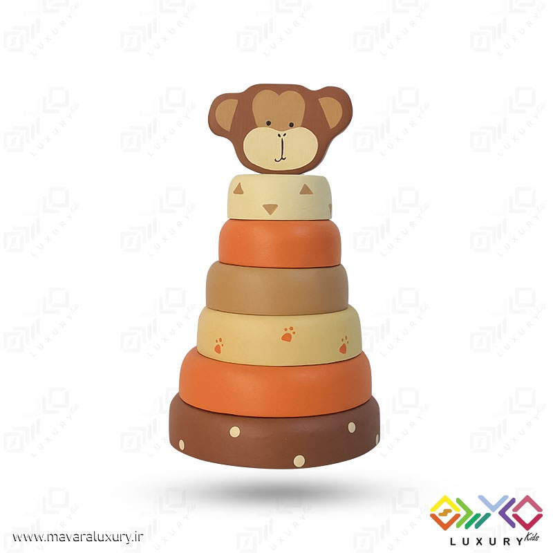 اسباب بازی چوبی طرح برج هوش حیوانات میمون MKids56