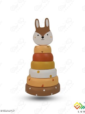 اسباب بازی چوبی طرح برج هوش حیوانات خرگوش MKids56 - E