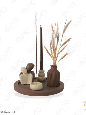 ست دکوری گلدان،جا عودی و جا شمعی سنگی طرح عشق MD044