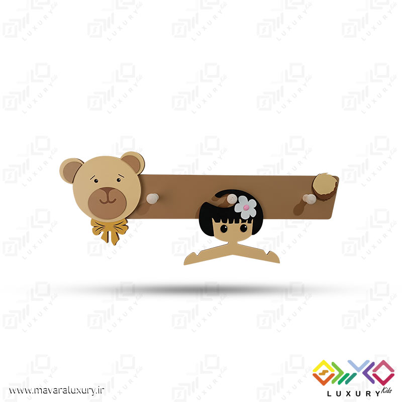 چوب لباسی دیواری اتاق کودک طرح تدی MKids58