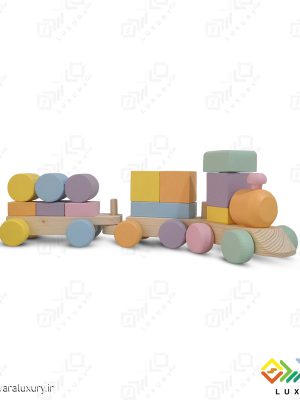 اسباب بازی پازل قطار چوبی مونته سوری با رنگ ساده MKT06 - Q, کوچک