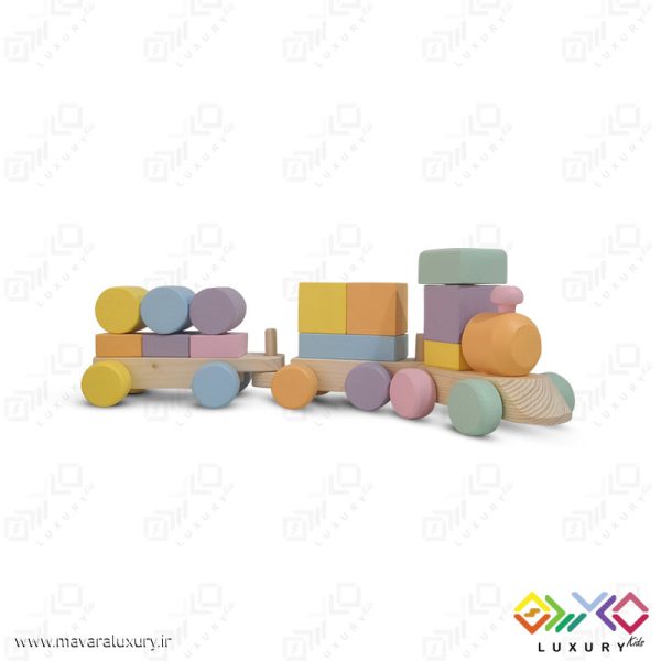 اسباب بازی پازل قطار چوبی مونته سوری با رنگ ساده MKT06 - تصویر 3