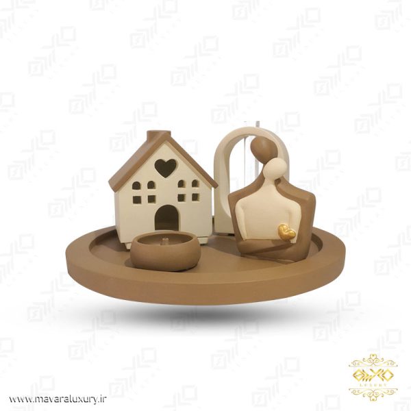 ست سنگی گلدان، جاعودی و جاشمعی طرح کلبه MD045 - تصویر 6