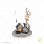 ست سنگی گلدان، جاعودی و جاشمعی طرح کلبه MD045