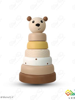 اسباب بازی چوبی طرح برج هوش حیوانات خرس MKids56 - A