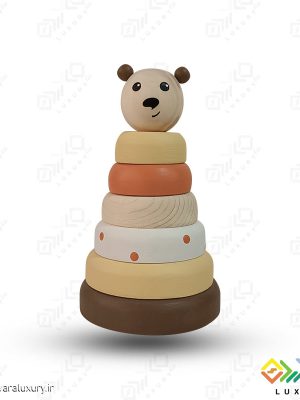 اسباب بازی چوبی طرح برج هوش حیوانات خرس MKids56 - C
