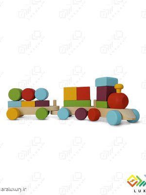 اسباب بازی پازل قطار چوبی مونته سوری با رنگ ساده MKT06 - E, کوچک