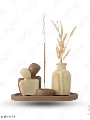 گلدان و جاعودی سنگی به همراه مجسمه تزئینی