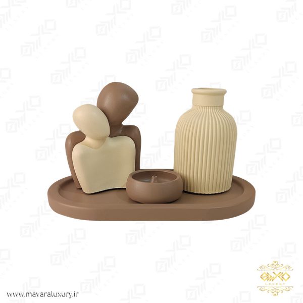 مجموعه 4 عددی گلدان و جاعودی سنگی به همراه مجسمه تزئینی MD047 - تصویر 3