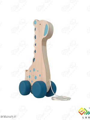 اسباب بازی چوبی زرافه چرخ دار