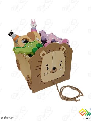 جعبه اسباب بازی چرخ دار کودک طرح شیر ماوراء لاکچری
