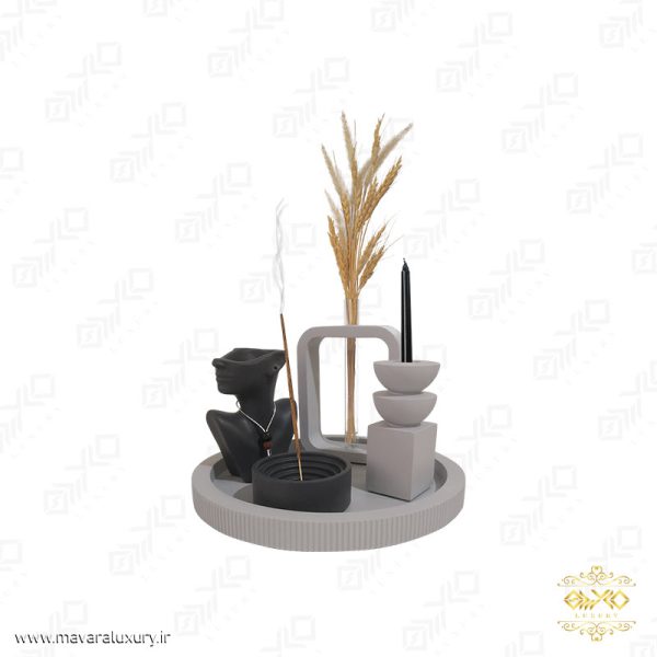 ست سنگی گلدان، جاشمعی، جاعودی طرح پیکره MD052 - تصویر 2