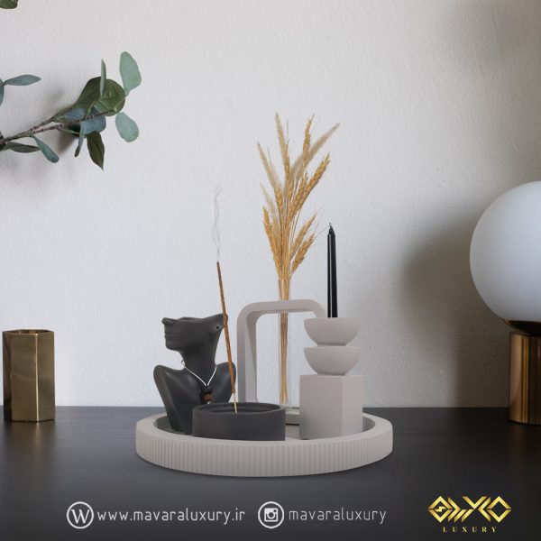 ست سنگی گلدان، جاشمعی، جاعودی طرح پیکره MD052 - تصویر 7