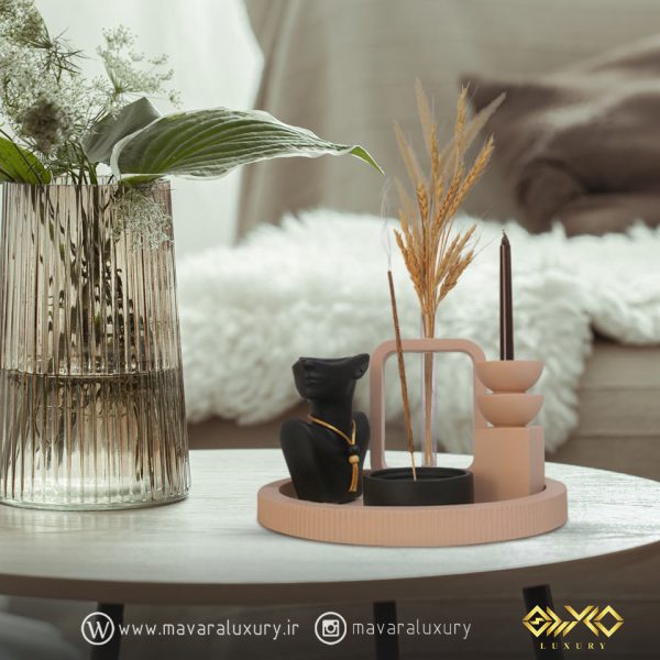 ست سنگی گلدان، جاشمعی، جاعودی طرح پیکره MD052 - تصویر 8